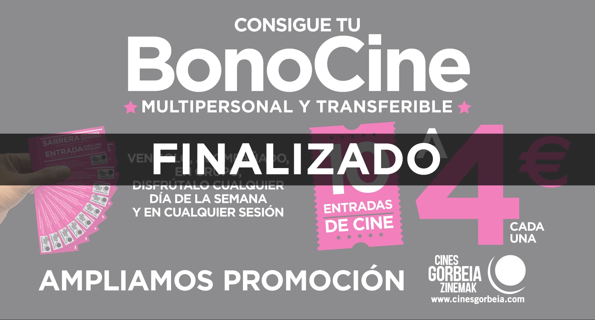Consigue tu BonoCine multipersonal y transferible