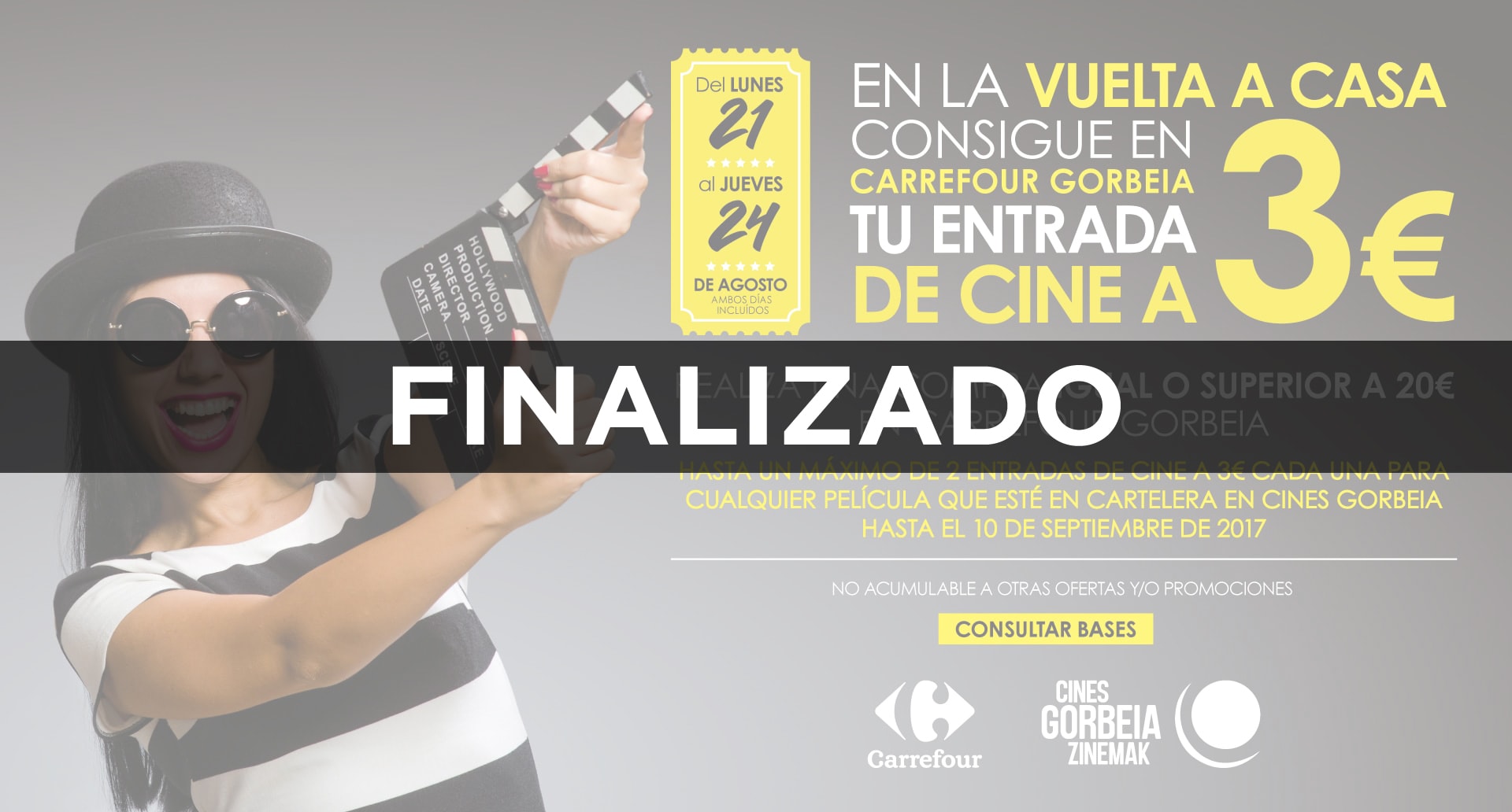 ¡Consigue tu entrada de cine a 3€ comprando en Carrefour Gorbeia!