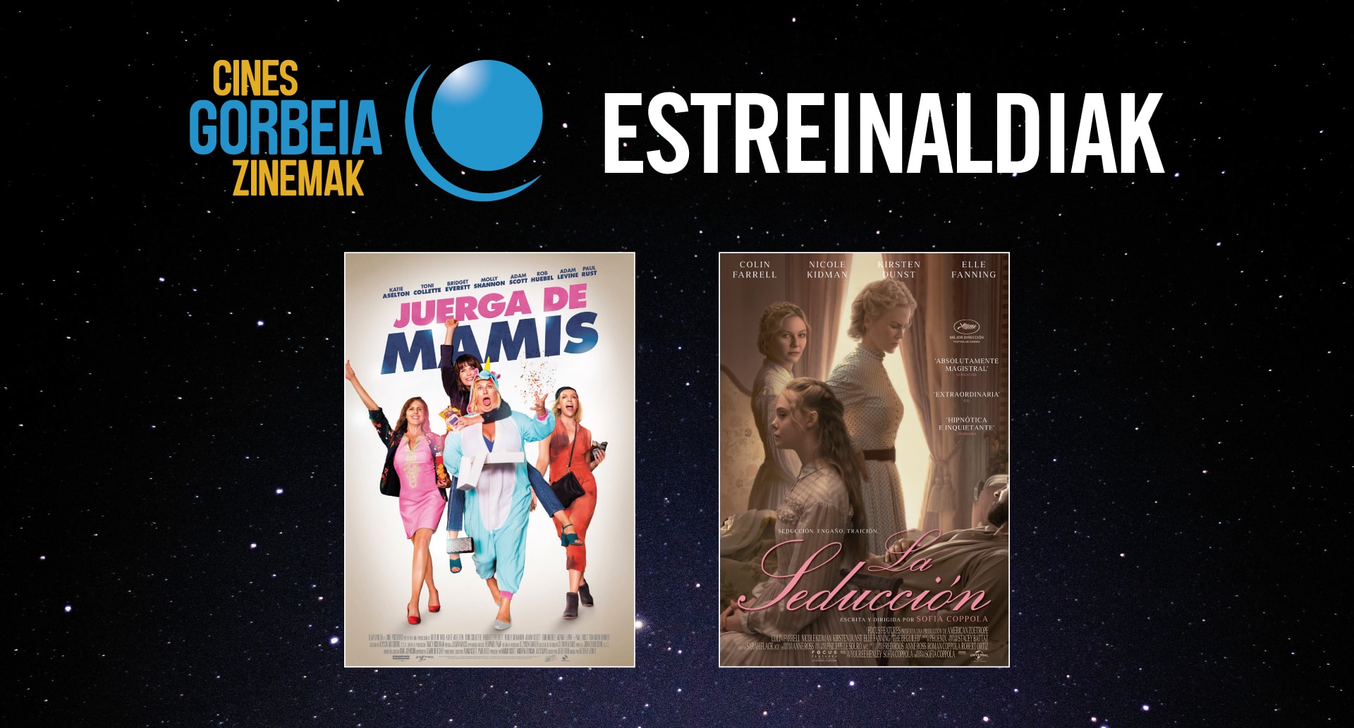 “La Seducción” eta “Juerga de Mamis”, asteko estreinaldiak Gorbeia Zinemetan