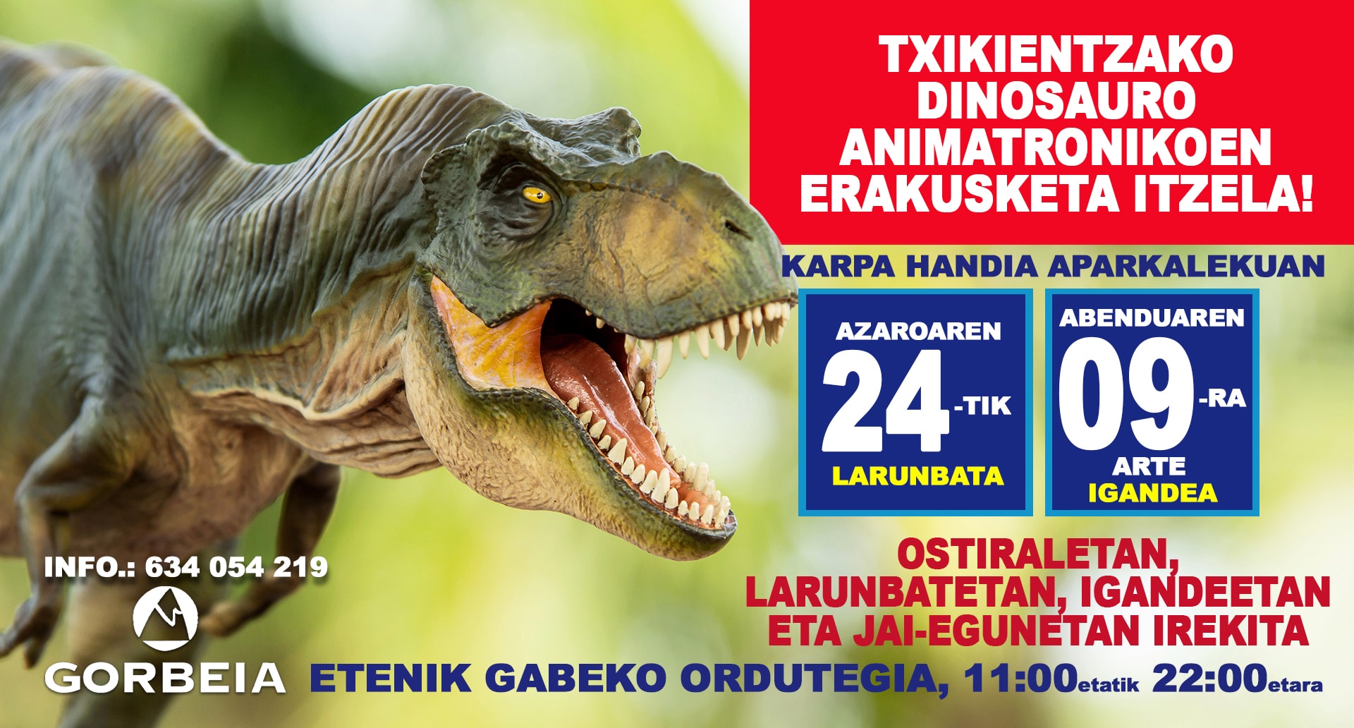 Txikientzako dinosauro animatronikoen erakusketa itzela!