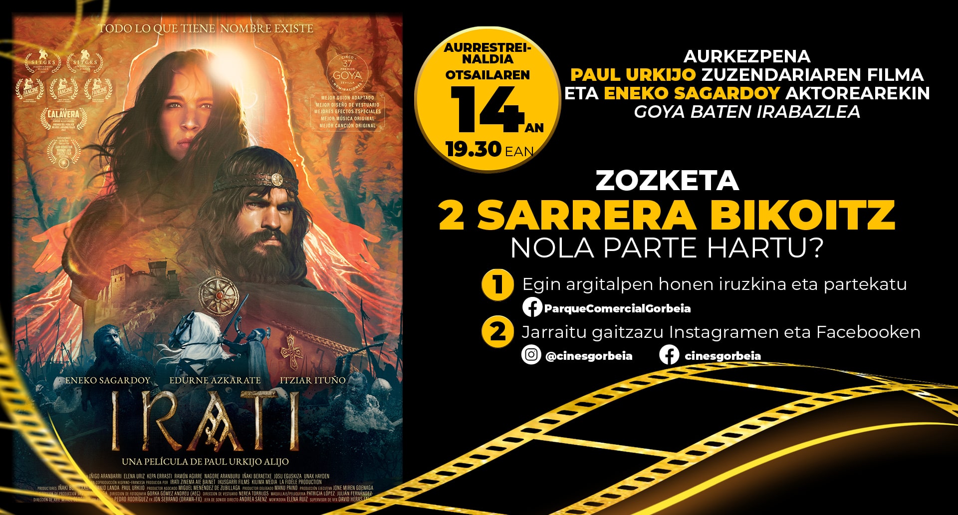 Gorbeia Zinemetan “IRATI” filmaren aurrestreinaldirako 2 sarrera bikoitz zozketatuko ditugu 