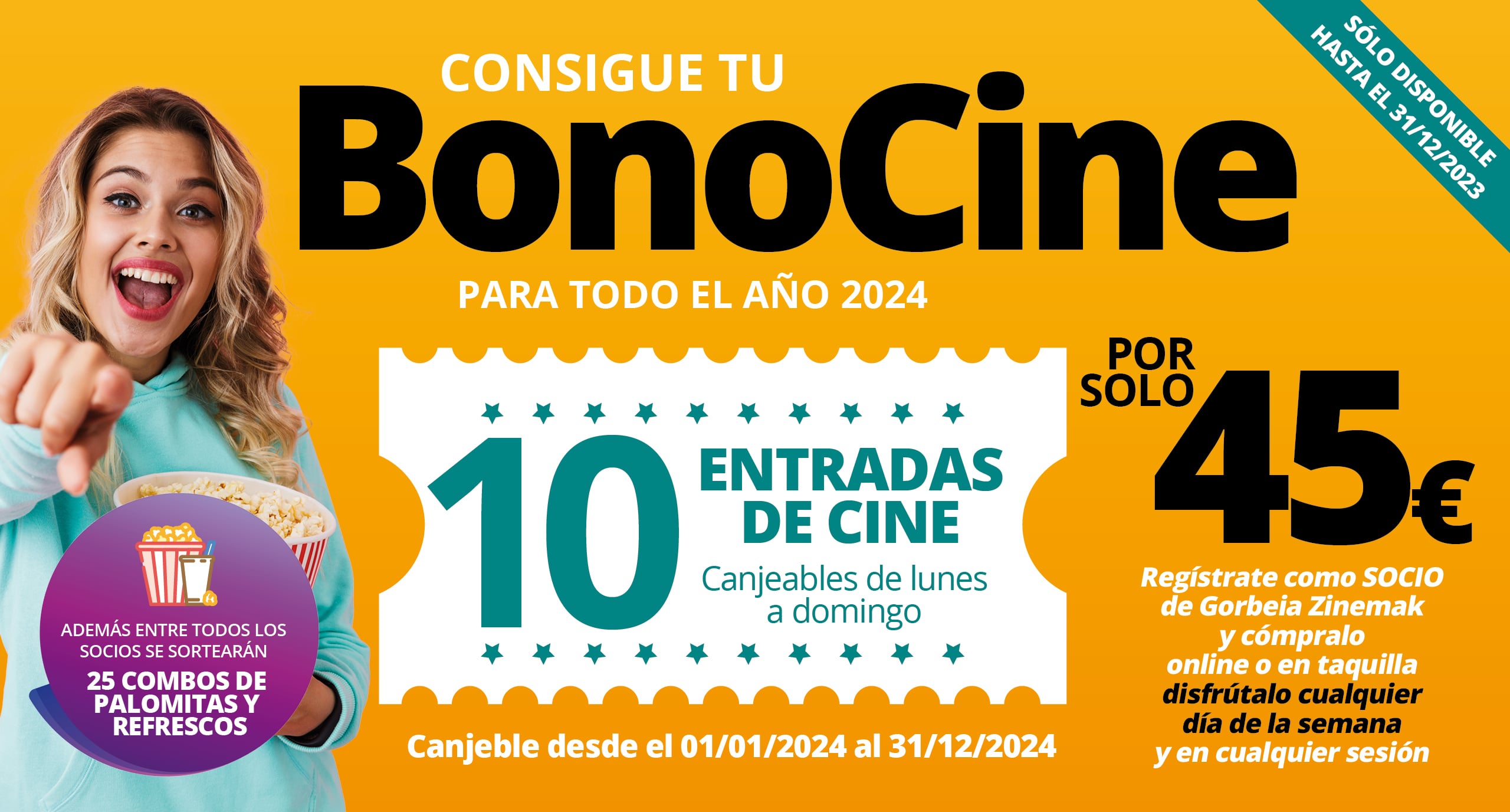 ¡Consigue tu BonoCine para todo el año 2024!